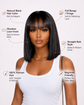 Straight Bob Wig with Bangs - Luxurious Short Human Hair Wig for Effortless Style - 180% Density