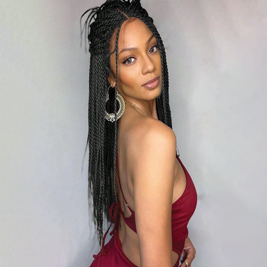 4X EZ SENEGALESE BRAID Long Crochet Braid Synthetic Hairstyle Black Burgundy Brown Ladies Box Braid Crochet Hair-16 Inch