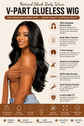 V Part Wigs Human Hair Body Wave Brazilian Human Hair Wigs for Black Women No Sew in NO Glue 250% Density Beginner Friendly 40In