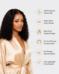 Wear and Go 13X4 Water Wave Bob Lace Wig for Women Curly 6X4 Glueless Human Hair Wig Ready to Go Human Hair Wigs Pre Cut No Lace