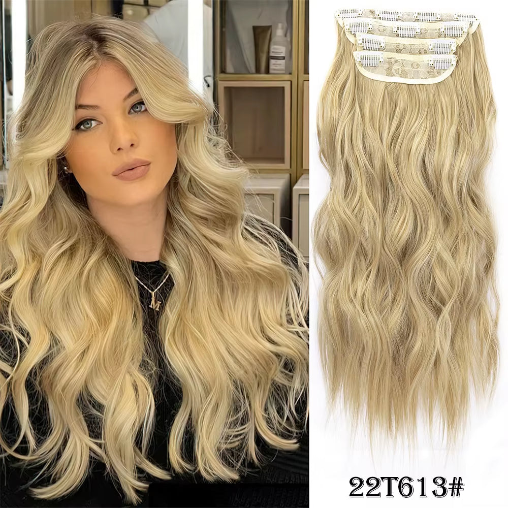 Long Wavy Synthetic Clip-In Hair Extensions 4Pcs Set