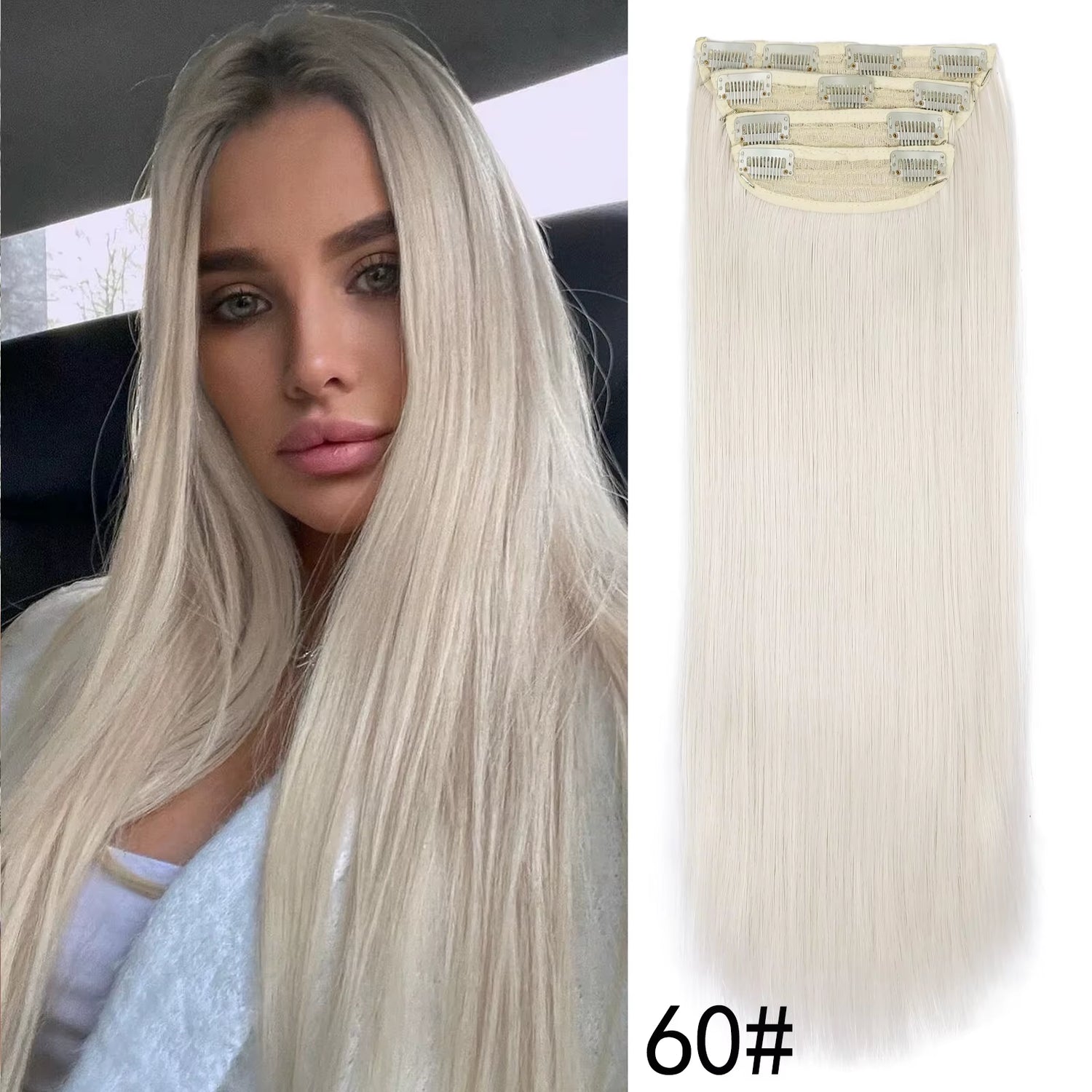 Long Wavy Synthetic Clip-In Hair Extensions 4Pcs Set