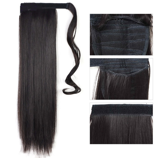 Long Straight Wrap-Around Clip-In Synthetic Ponytail Extension