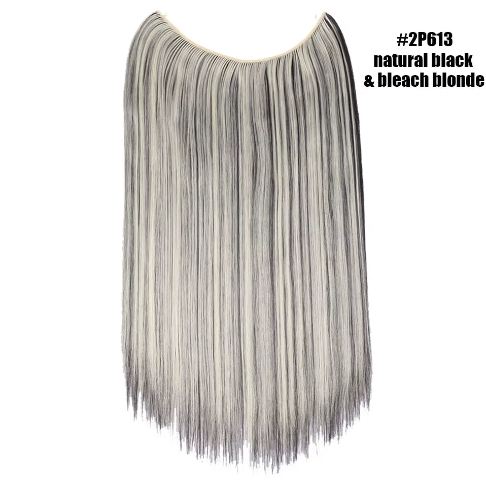 Synthetic Invisible Wire Hair Extensions Secret Fish Line Hairpiece