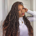 Tedhair 26 Inches 4X4 Deep Curls Ends Boho Goddess Locs Lace Closure Wigs 200% Density-100% Handmade