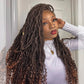 Tedhair 26 Inches 4X4 Deep Curls Ends Boho Goddess Locs Lace Closure Wigs 200% Density-100% Handmade