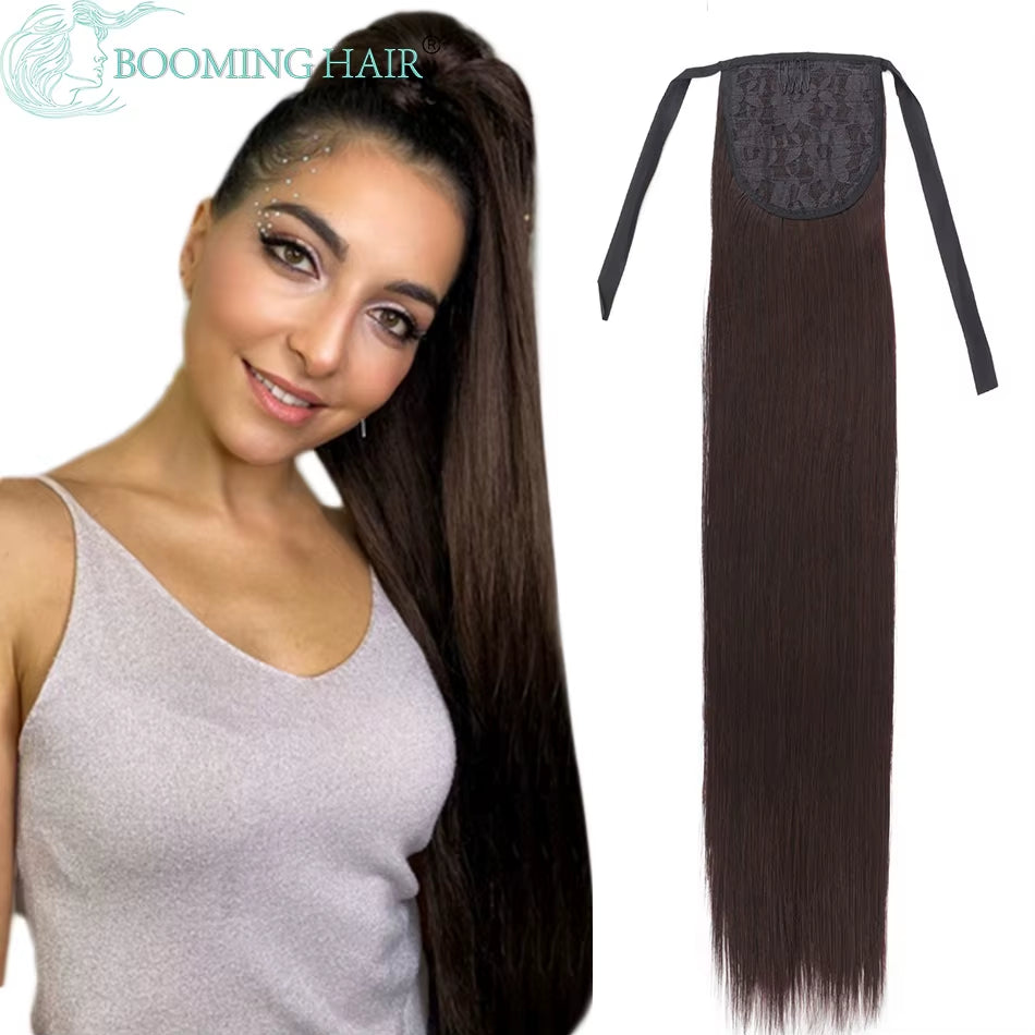 BOOMING 32-Inch Synthetic Drawstring Straight Ponytail Extension