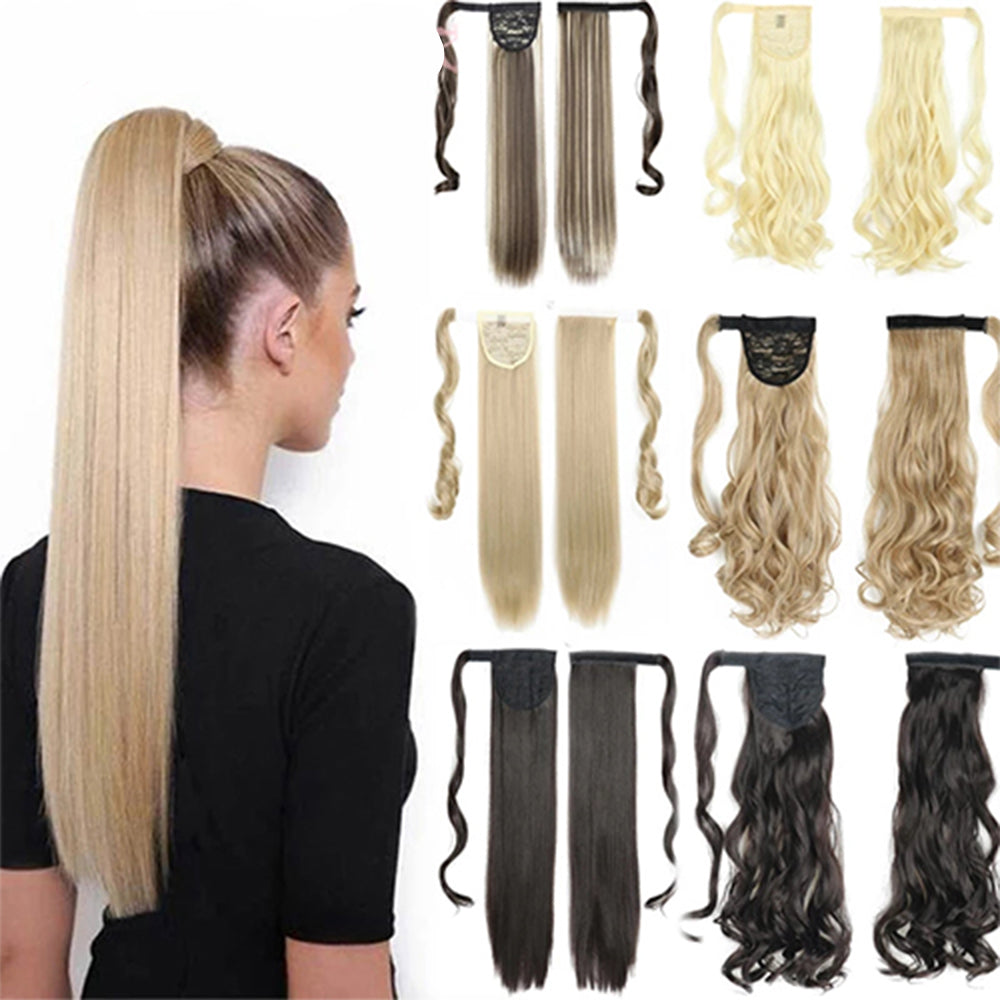 Long Straight Wrap-Around Clip-In Synthetic Ponytail Extension