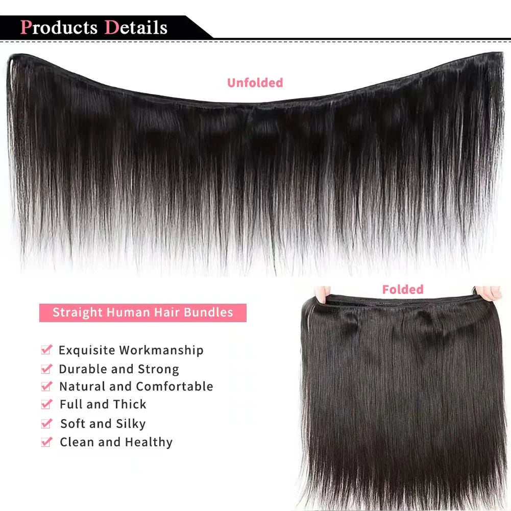 Natural Color Straight Human Hair Bundles 14-30 Inches Brazilian 1 3 4 Bundle Remy Human Hair Extensions Double Weft