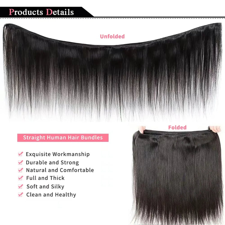 Natural Color Straight Human Hair Bundles 14-30 Inches Brazilian 1 3 4 Bundle Remy Human Hair Extensions Double Weft