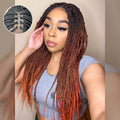 Tedhair 28 Inches 4X4 Black to Orange Ends Box Braids Lace Closure Wigs 200% Density-100% Handmade