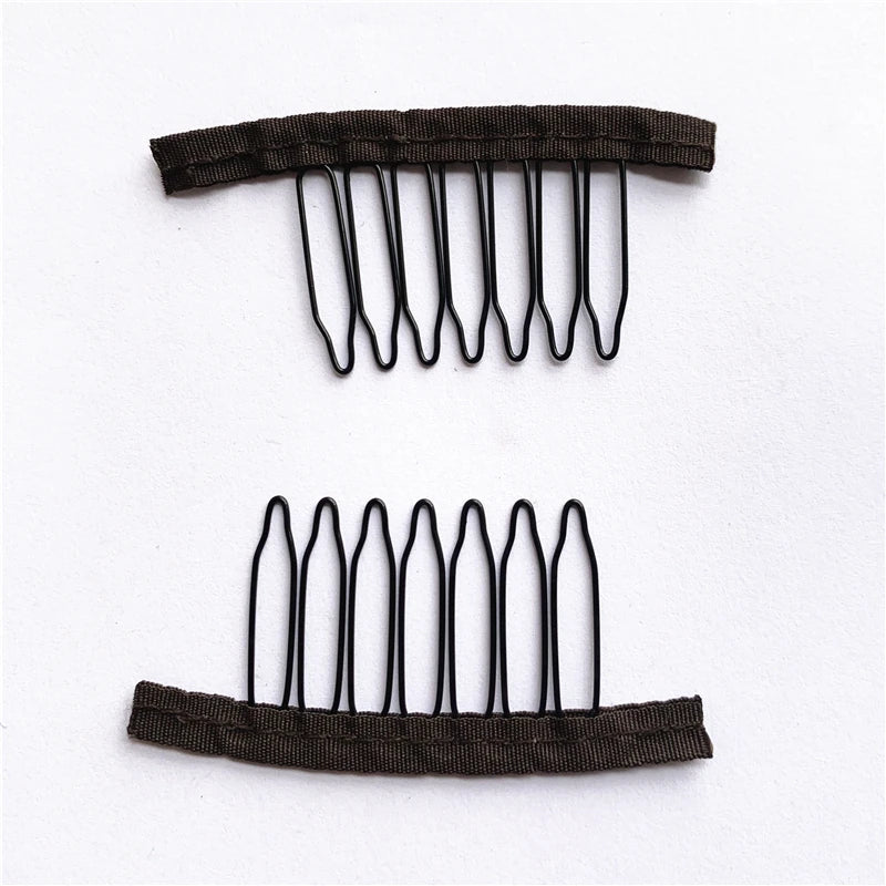 50Pcs Wig Combs to Secure Wig 4-7Teeth Wig Comb Wig Clips with Cloth for Making Wig Caps Steel Material Clips Combs