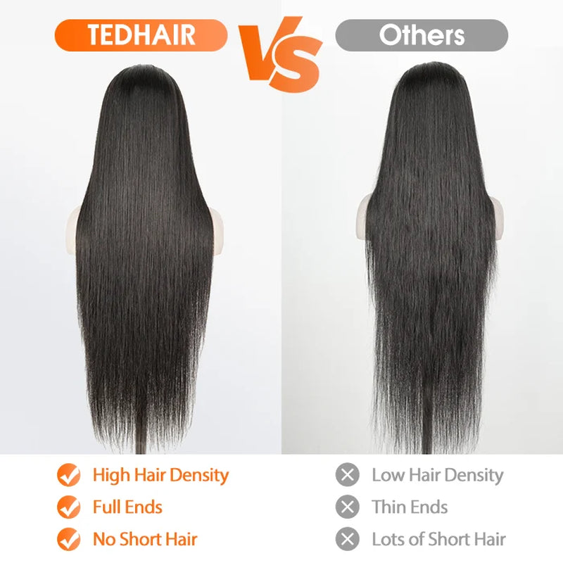Tedhair 180% Density 5X5 Glueless Lace Closure Wig Straight