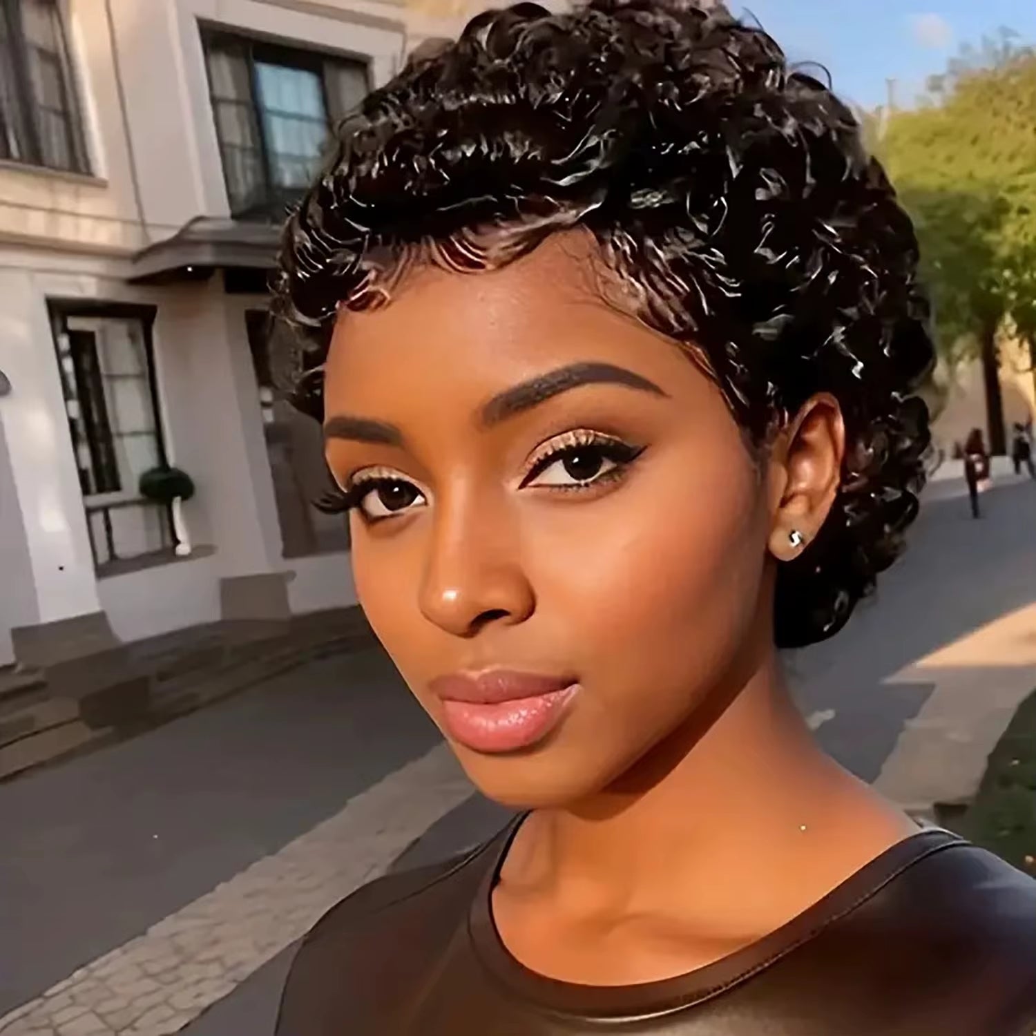 Short Pixie Cut Curly Brazilian Human Hair Wig