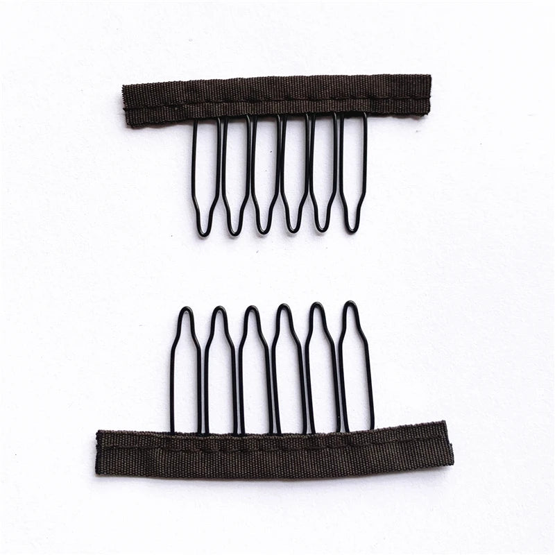 50Pcs Wig Combs to Secure Wig 4-7Teeth Wig Comb Wig Clips with Cloth for Making Wig Caps Steel Material Clips Combs