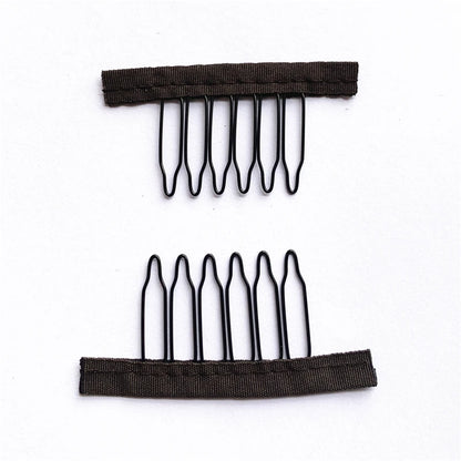 50Pcs Wig Combs to Secure Wig 4-7Teeth Wig Comb Wig Clips with Cloth for Making Wig Caps Steel Material Clips Combs