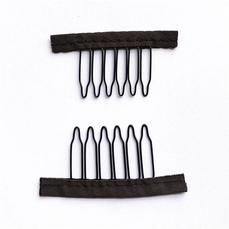 50Pcs Wig Combs to Secure Wig 4-7Teeth Wig Comb Wig Clips with Cloth for Making Wig Caps Steel Material Clips Combs
