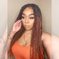 Tedhair 28 Inches 4X4 Black to Orange Ends Box Braids Lace Closure Wigs 200% Density-100% Handmade