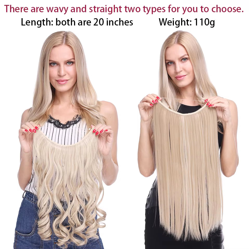 Synthetic Invisible Wire Hair Extensions Secret Fish Line Hairpiece