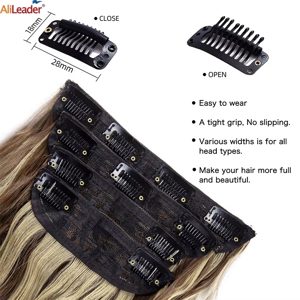 Long Wavy Synthetic Clip-In Hair Extensions 4Pcs Set
