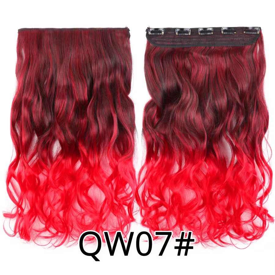Favourite Long Wavy Synthetic Clip-In Hair Extensions 5 Clips
