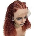 Mongolian Curly Human Hair Wig Pre Plucked 13X4 HD Transparent Lace Front Wigs for Women Reddish Brown Curly Lace Frontal Wig Fashion Braided 18Inch