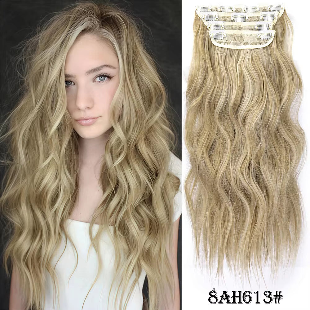 Long Wavy Synthetic Clip-In Hair Extensions 4Pcs Set