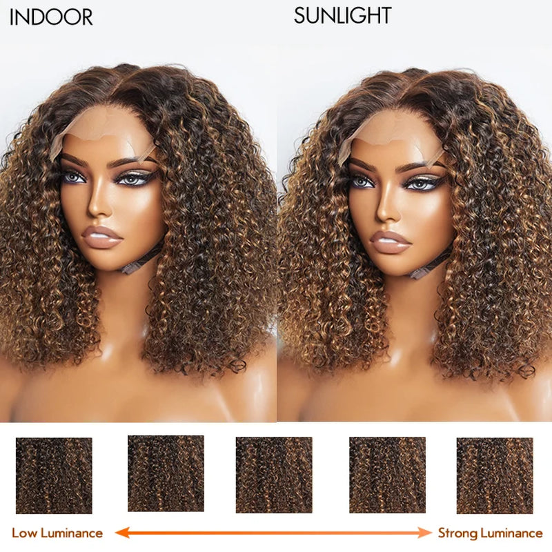 Tedhair 150% Density 5X5 Closure Lace Wig Kinky Curly 14 Inch