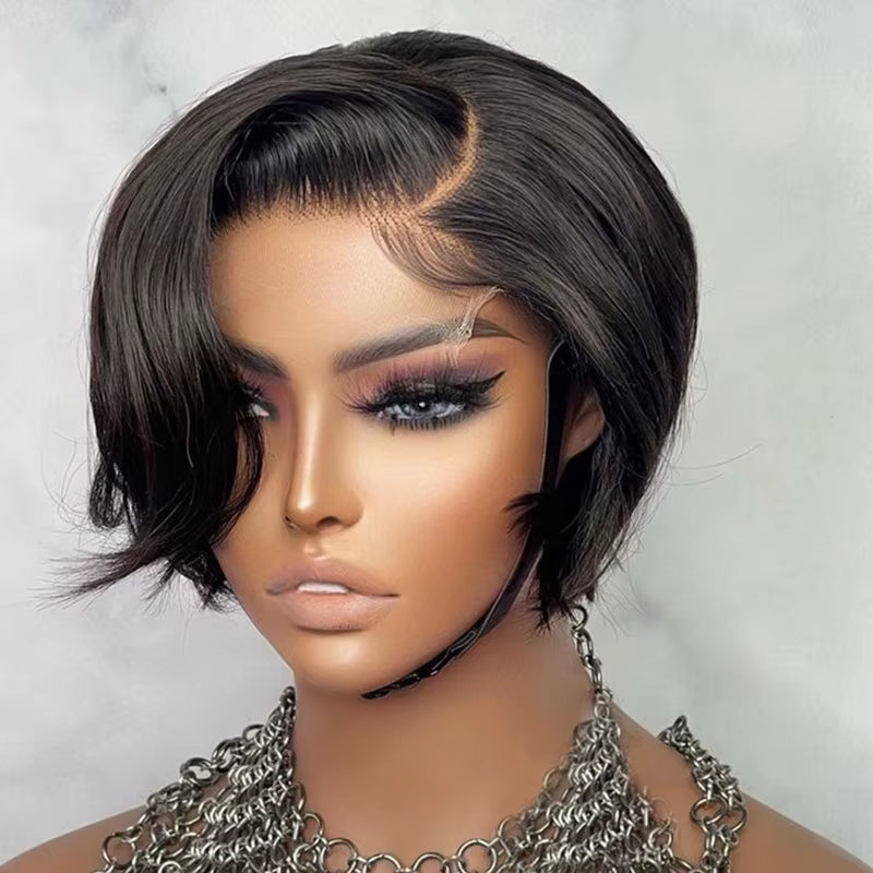 Short Pixie Cut Straight Brazilian Transparent Lace Wig
