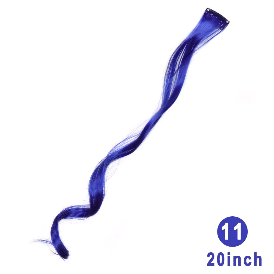 Lupu Synthetic Long Straight Rainbow Highlight Colored Hair Extensions Clip in Fake Hair Pieces for Women Heat Resistant