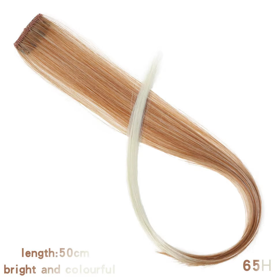 Lupu Synthetic Long Straight Rainbow Highlight Colored Hair Extensions Clip in Fake Hair Pieces for Women Heat Resistant