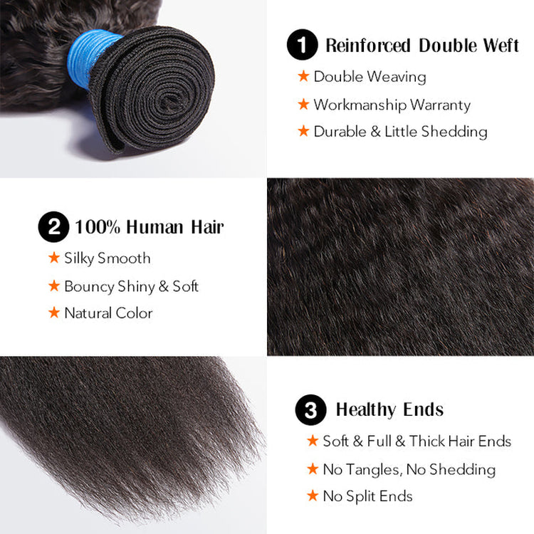 Tedhair Kinky Straight Brazilian 100% Virgin Hair Bundles 10-26&
