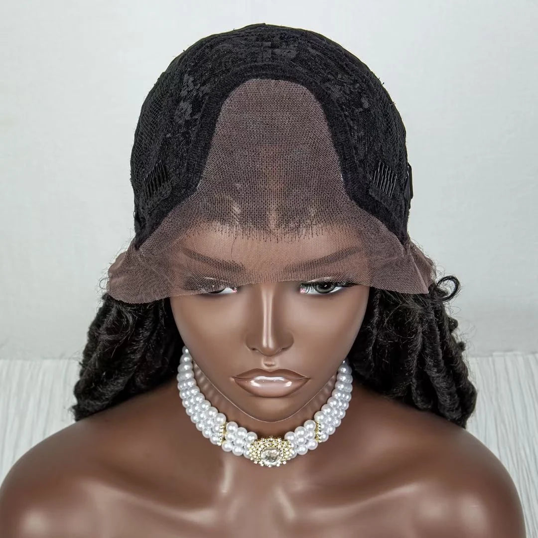 Tedhair 26 Inches 4X4 Faux Goddess Locs with Curls Braids Lace Closure Wigs 200% Density-100% Handmade