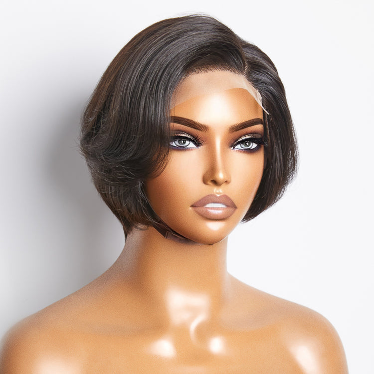 Tedhair 150% Density 4X4 8 Inches Side Part Lace Closure Bob Wig Straight
