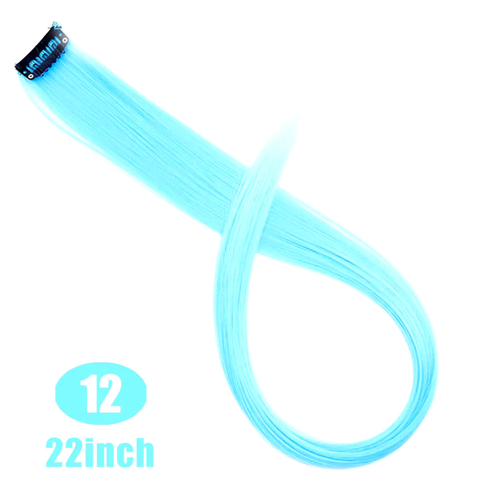 Lupu Synthetic Long Straight Rainbow Highlight Colored Hair Extensions Clip in Fake Hair Pieces for Women Heat Resistant