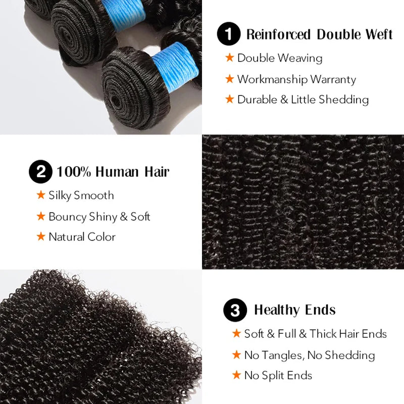 Tedhair Kinky Curly Brazilian 100% Virgin Hair Bundles 10-30&