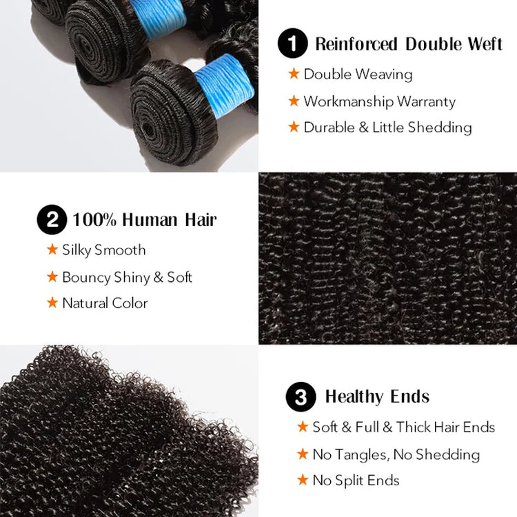 Tedhair Kinky Curly Brazilian 100% Virgin Hair Bundles 10-30&