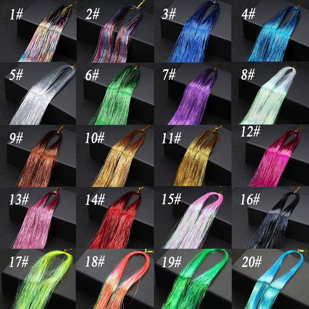 Sparkle Synthetic Hair Tinsel Extensions Bling Glitter Strands