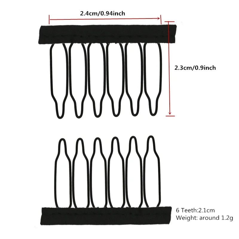 50Pcs Wig Combs to Secure Wig 4-7Teeth Wig Comb Wig Clips with Cloth for Making Wig Caps Steel Material Clips Combs
