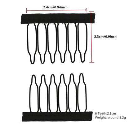 50Pcs Wig Combs to Secure Wig 4-7Teeth Wig Comb Wig Clips with Cloth for Making Wig Caps Steel Material Clips Combs