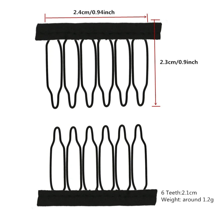 50Pcs Wig Combs to Secure Wig 4-7Teeth Wig Comb Wig Clips with Cloth for Making Wig Caps Steel Material Clips Combs