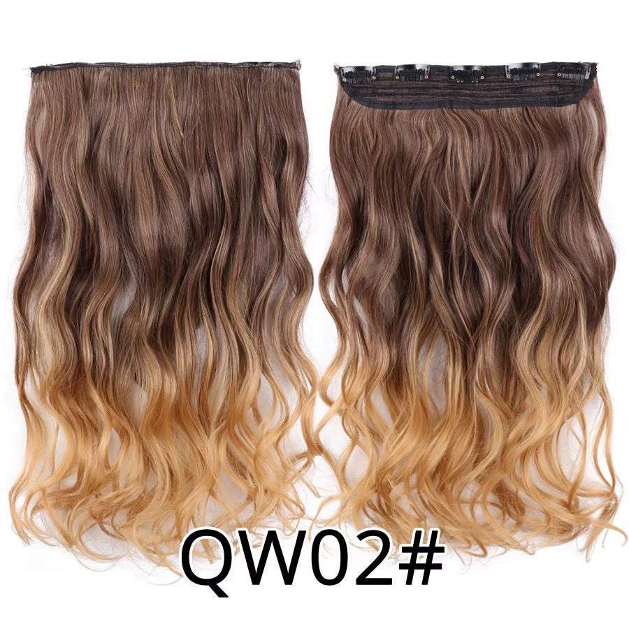 Favourite Long Wavy Synthetic Clip-In Hair Extensions 5 Clips