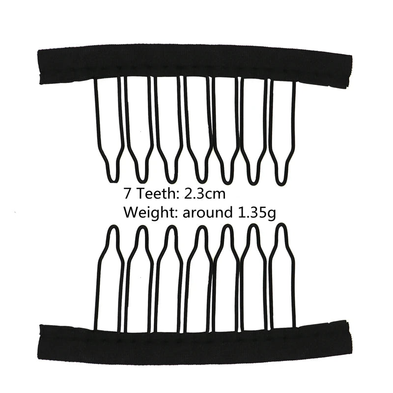 50Pcs Wig Combs to Secure Wig 4-7Teeth Wig Comb Wig Clips with Cloth for Making Wig Caps Steel Material Clips Combs