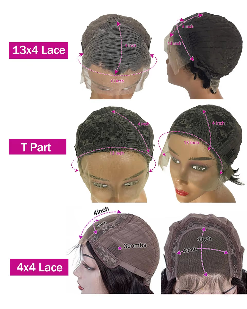Short Bob Pixie Cut Transparent Lace Front Wig