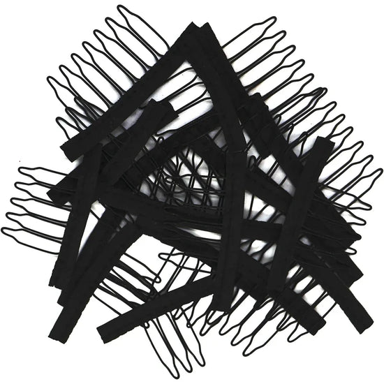 50Pcs Wig Combs to Secure Wig 4-7Teeth Wig Comb Wig Clips with Cloth for Making Wig Caps Steel Material Clips Combs