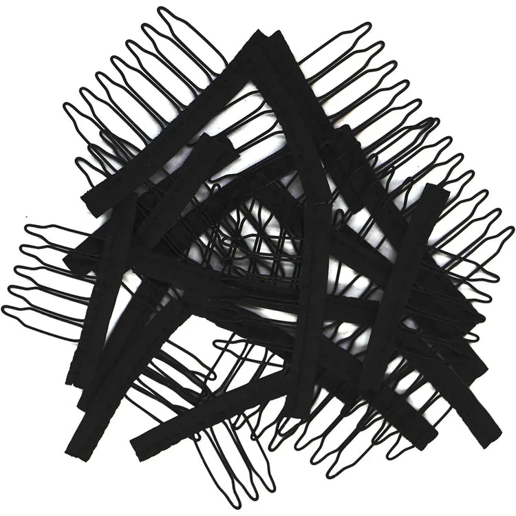50Pcs Wig Combs to Secure Wig 4-7Teeth Wig Comb Wig Clips with Cloth for Making Wig Caps Steel Material Clips Combs