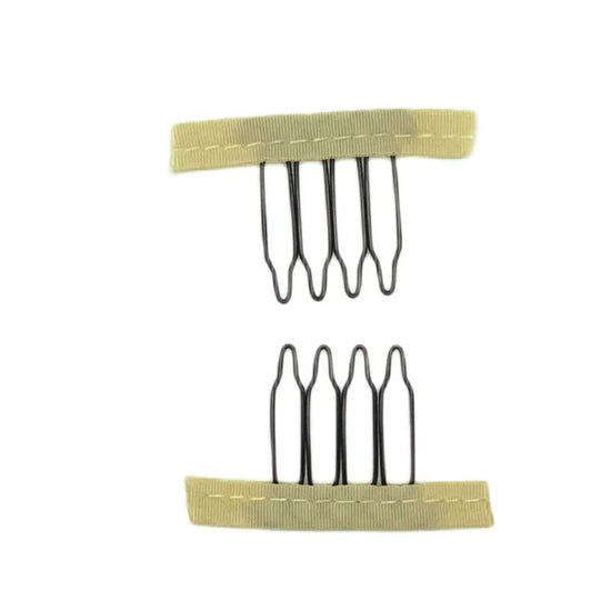 50Pcs Wig Combs to Secure Wig 4-7Teeth Wig Comb Wig Clips with Cloth for Making Wig Caps Steel Material Clips Combs