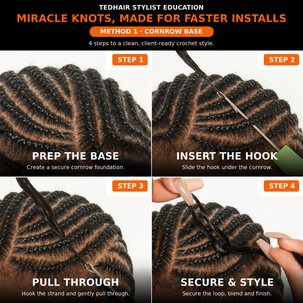 Tedhair Miracle Knots Human Feather Crochet Hair Deep Wave with No Spiral Ends - Pre-Separated Knotless Crochet Braids for Seamless Blending