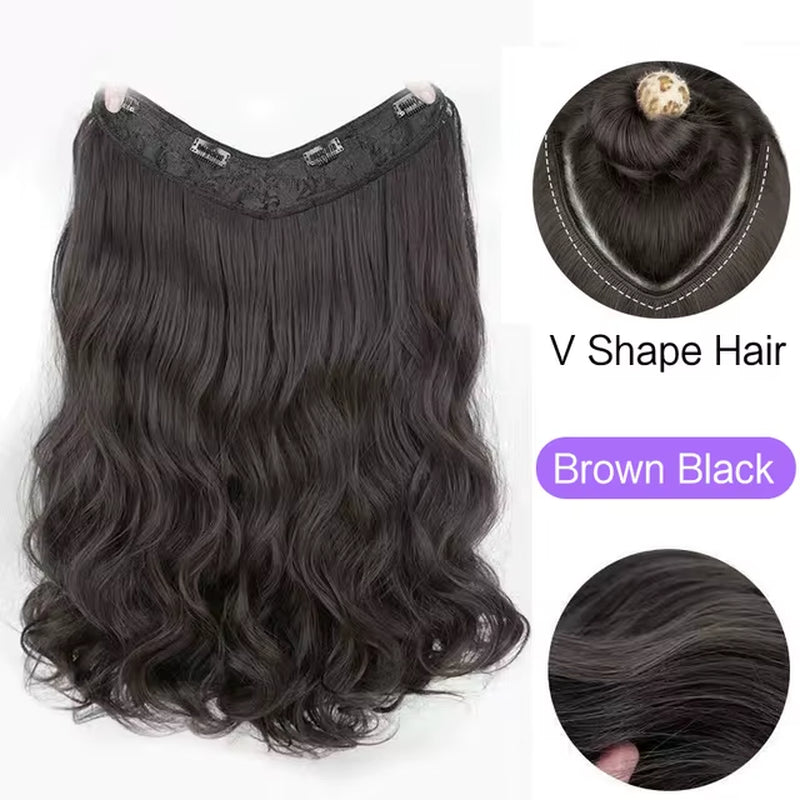 22-Inch V-Shaped Water Wave Synthetic Clip-In Hair Extension