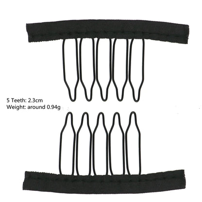 50Pcs Wig Combs to Secure Wig 4-7Teeth Wig Comb Wig Clips with Cloth for Making Wig Caps Steel Material Clips Combs